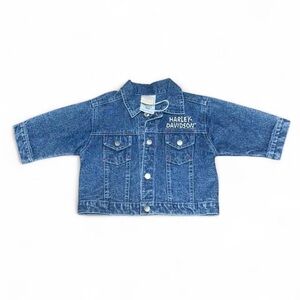 Harley-Davidson Blue Denim Baby Jacket featuring embroidered patch